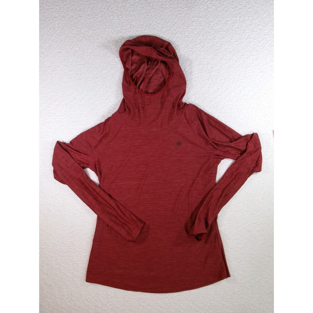 ariat tek womens maroon medium hooded long sleeve top outdoors